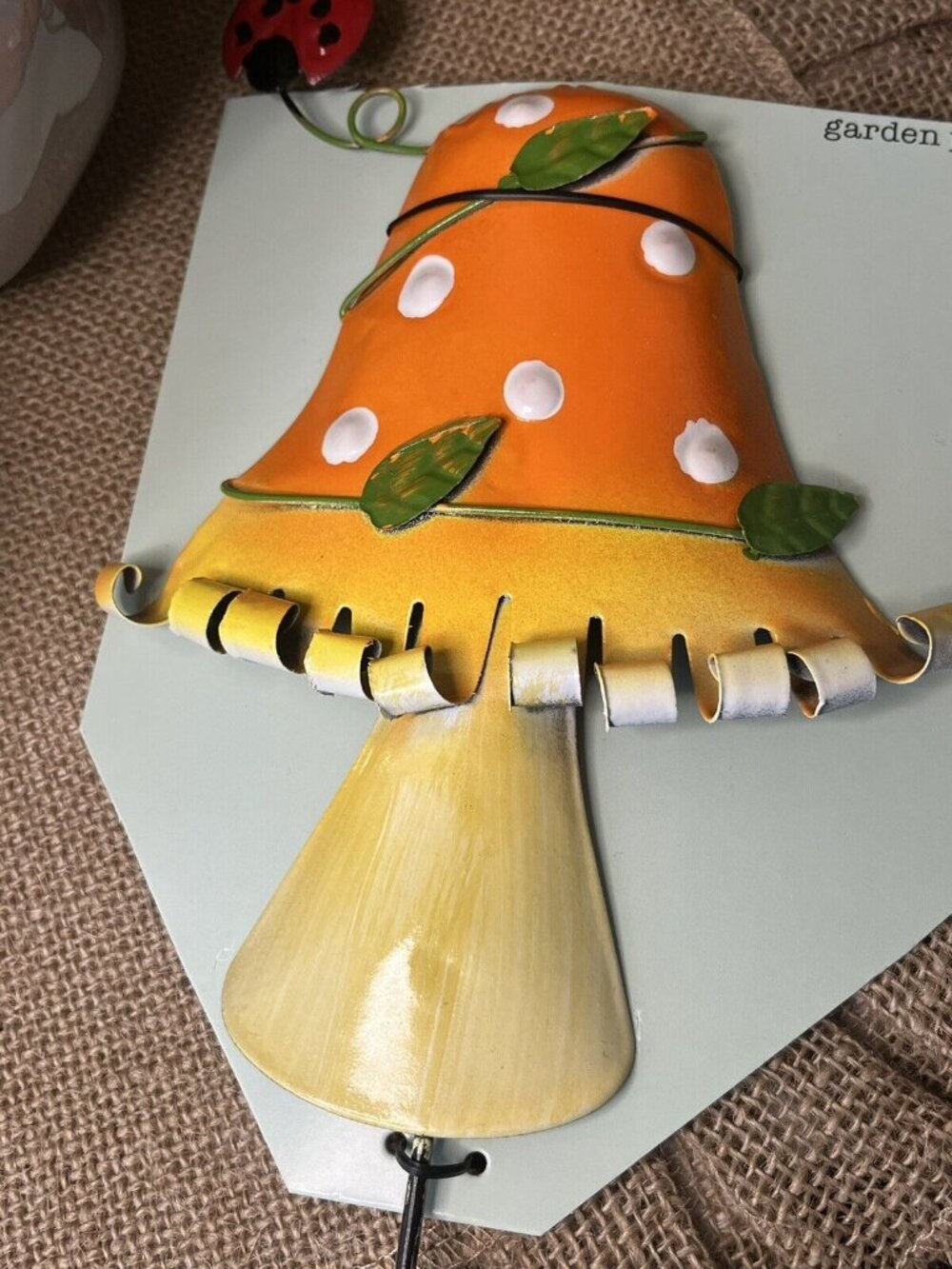 Curled Metal Mushroom Garden Pick Garden Pick Flower Stake Orange Mushroom U5f - Picture 2 of 4